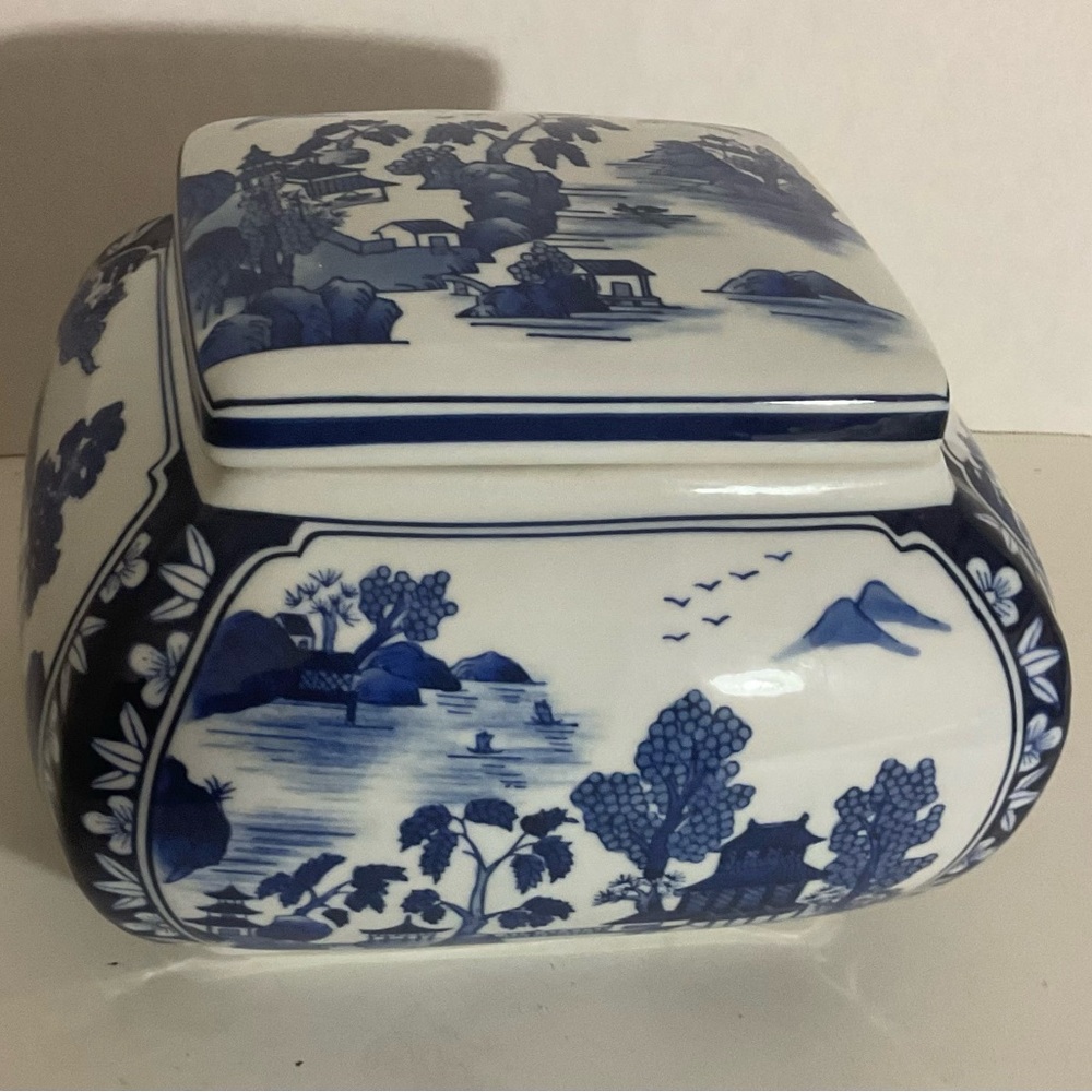 Blue and White Porcelain Decorative Box - Classic Home Art